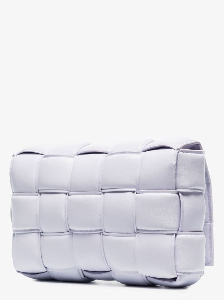 Purple Padded Cassette Leather Shoulder Bag