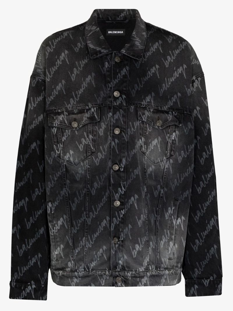 Logo Print Oversized Denim Jacket