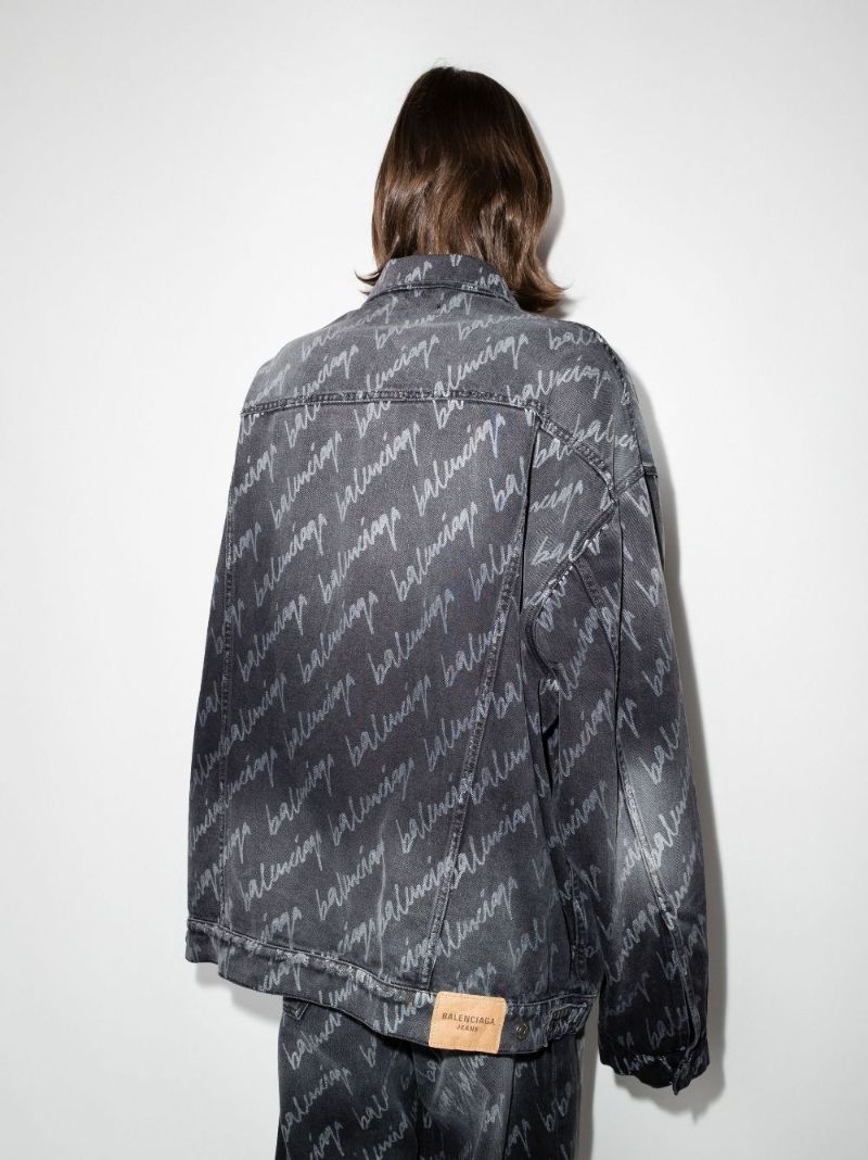 Logo Print Oversized Denim Jacket
