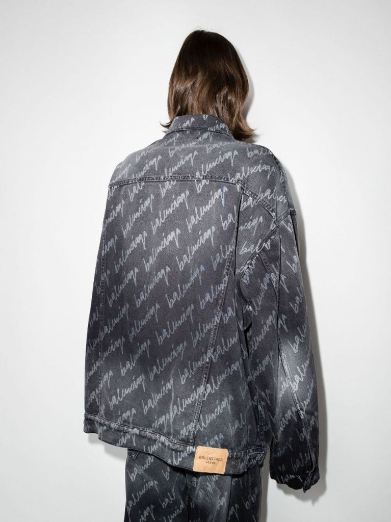 Logo Print Oversized Denim Jacket