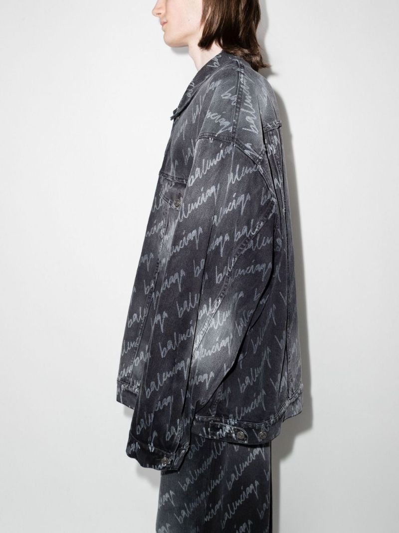Logo Print Oversized Denim Jacket