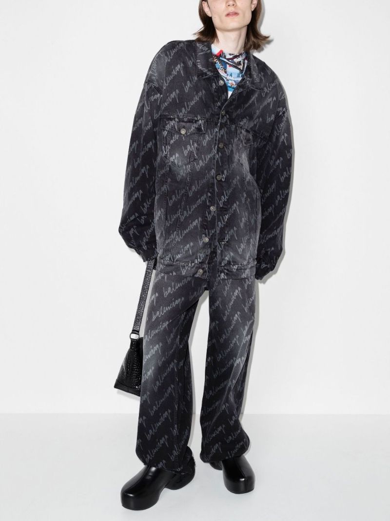 Logo Print Oversized Denim Jacket