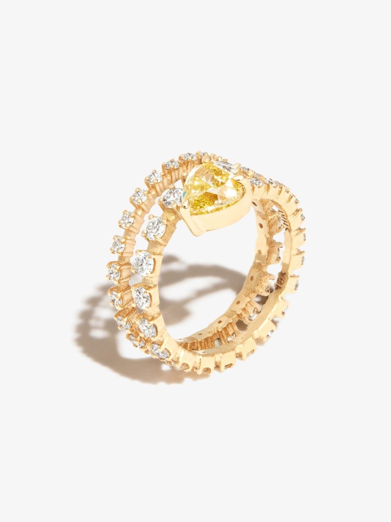 18k Yellow Gold Spiral Diamond Ring
