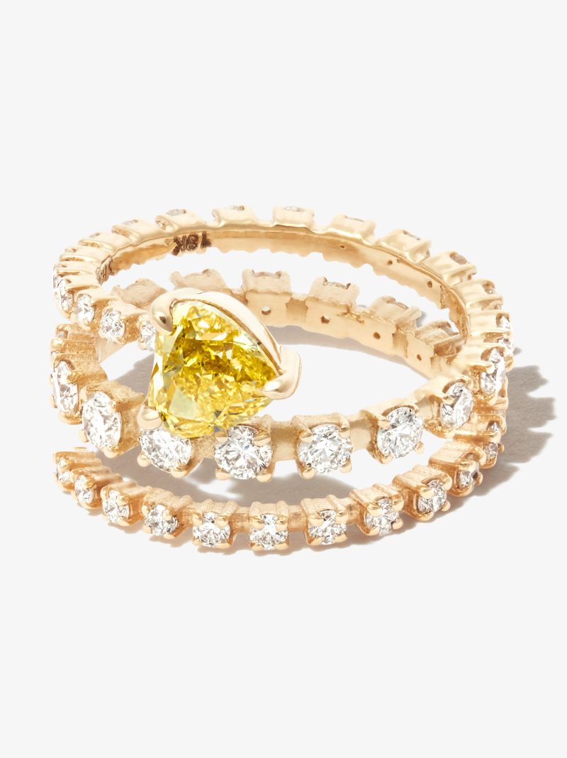 18k Yellow Gold Spiral Diamond Ring