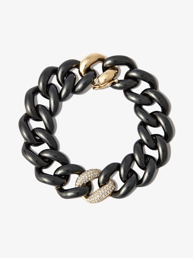 18k Yellow Gold Jumbo Curb Link Diamond Bracelet