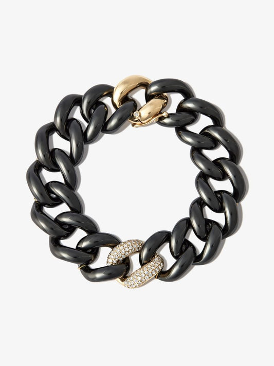 18k Yellow Gold Jumbo Curb Link Diamond Bracelet