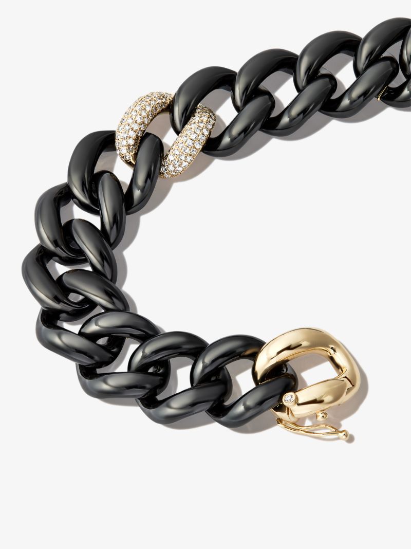 18k Yellow Gold Jumbo Curb Link Diamond Bracelet
