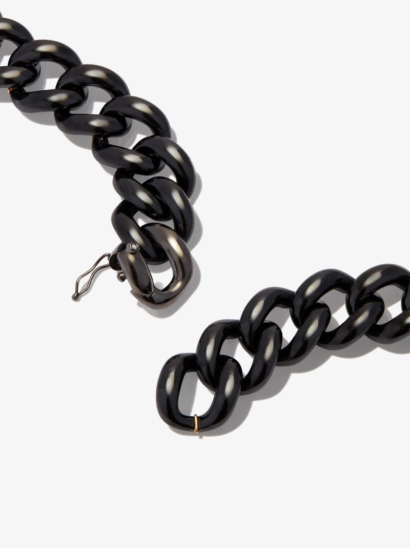 18k Black Gold Jumbo Link Rainbow Diamond Necklace