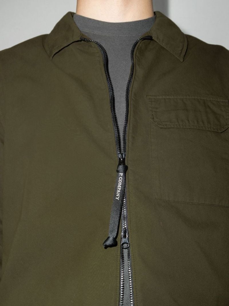 Green Emerized Zipped Cotton Overshirt