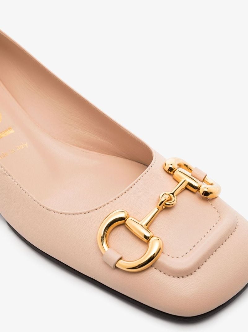 Pink Horsebit Leather Ballerina Pumps