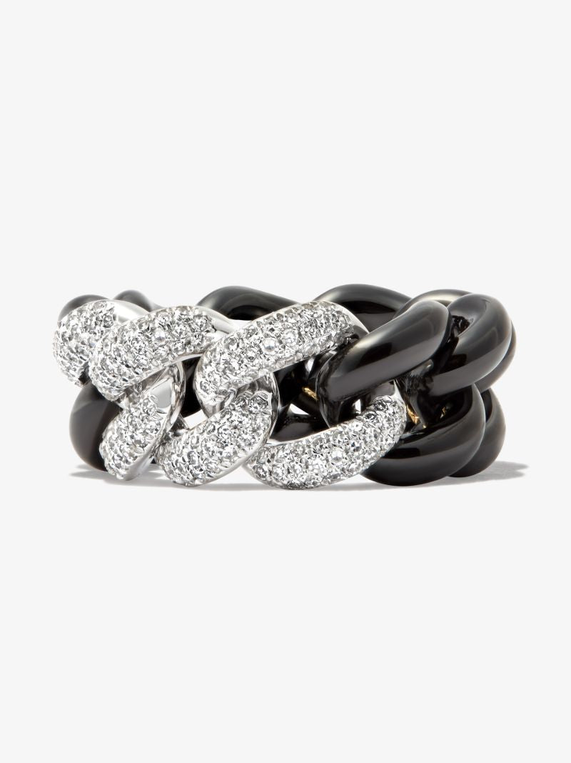 18k White Gold Curb Link Diamond Ring