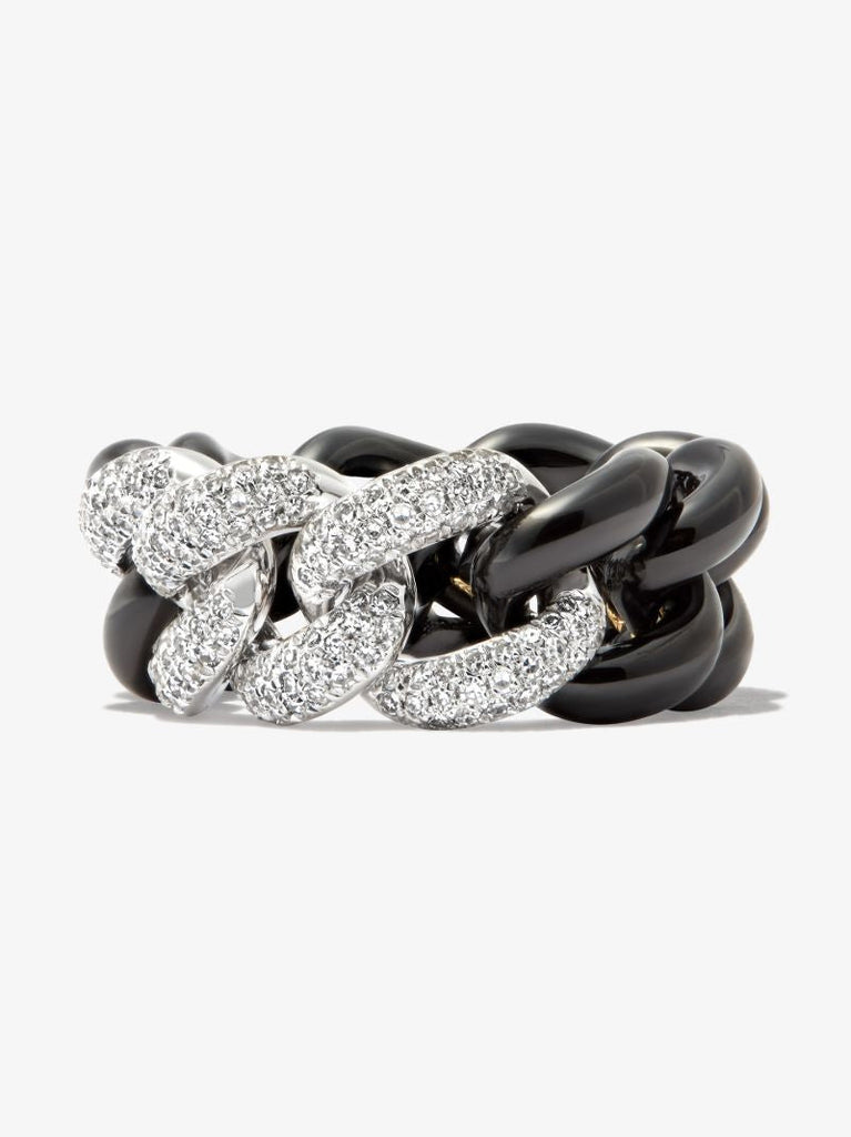 18k White Gold Curb Link Diamond Ring
