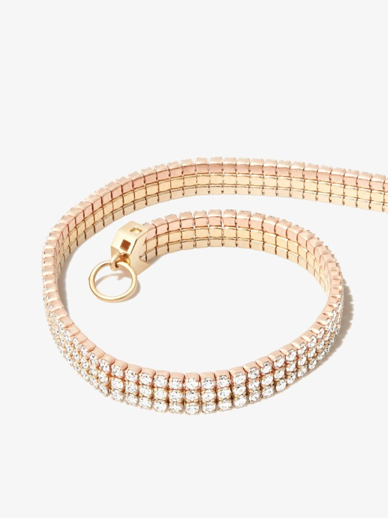 18k Yellow, White and Rose Gold Triple Thread Stack Diamond Bracelet