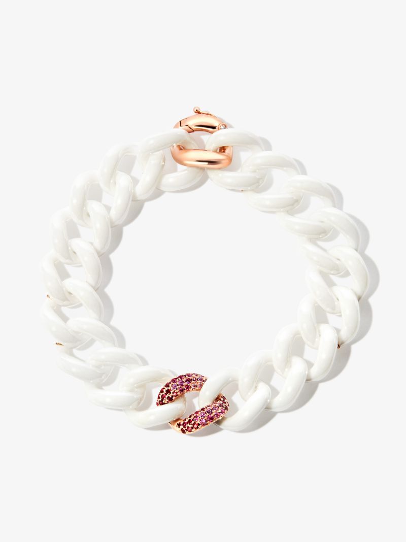 18k Rose Gold Jumbo Curb Link Sapphire Bracelet