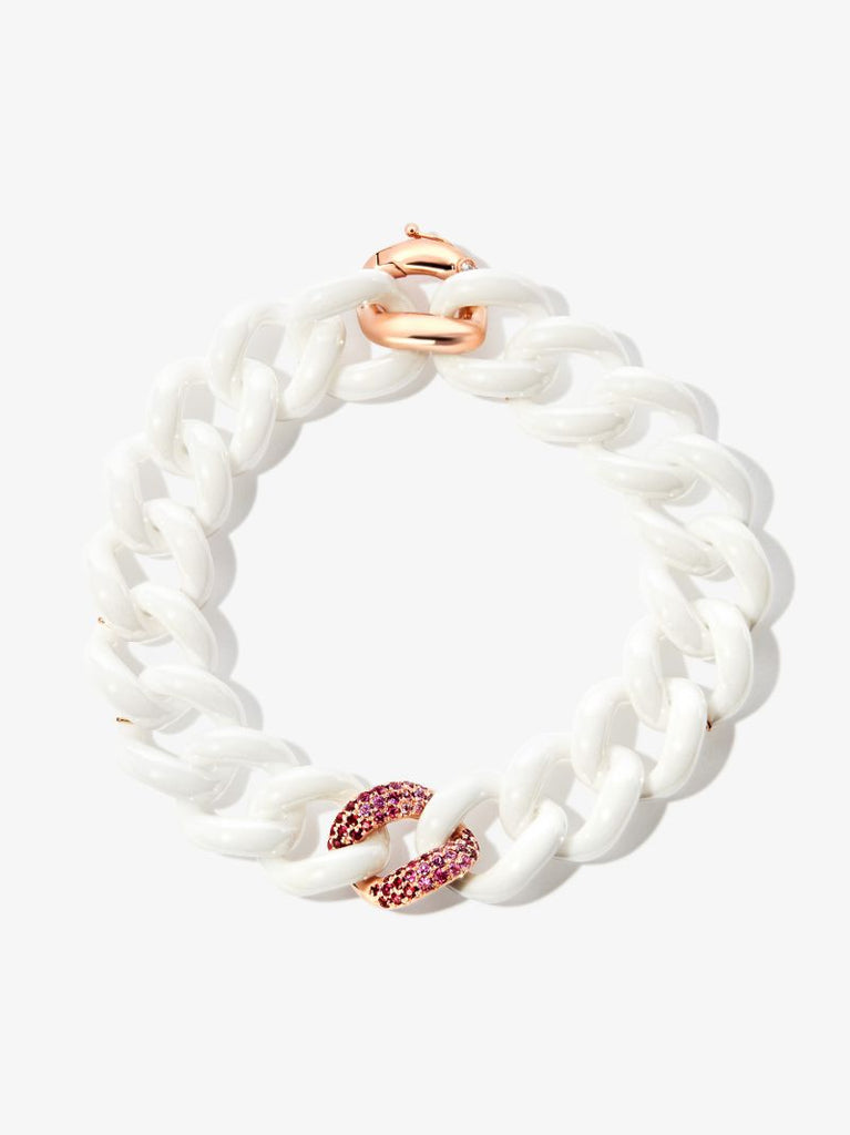 18k Rose Gold Jumbo Curb Link Sapphire Bracelet