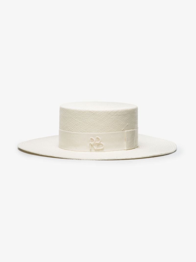 Neutral Double Chain Straw Boater Hat