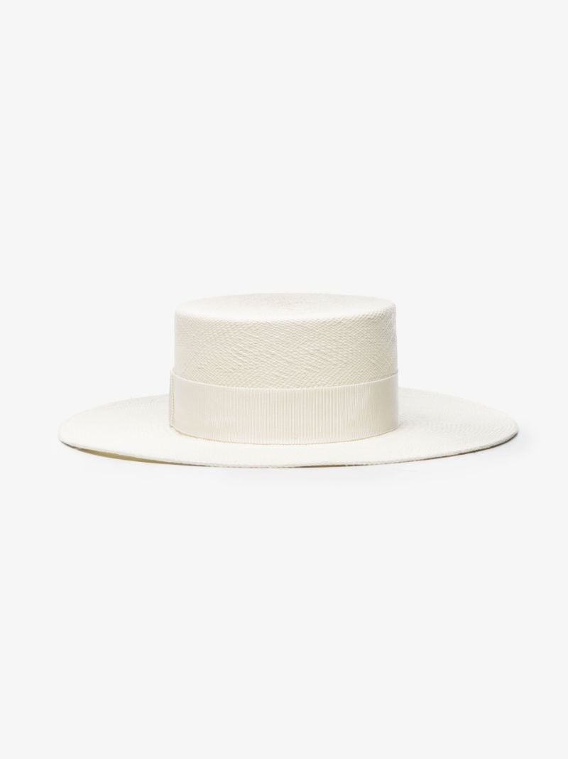 Neutral Double Chain Straw Boater Hat