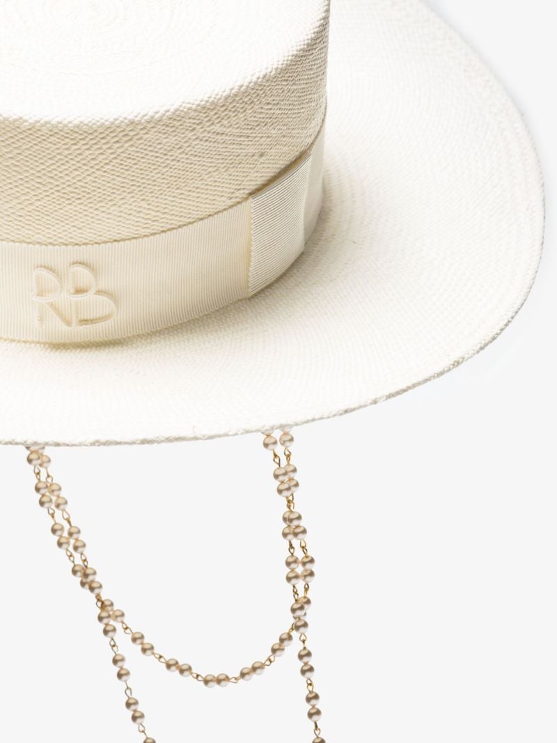 Neutral Double Chain Straw Boater Hat