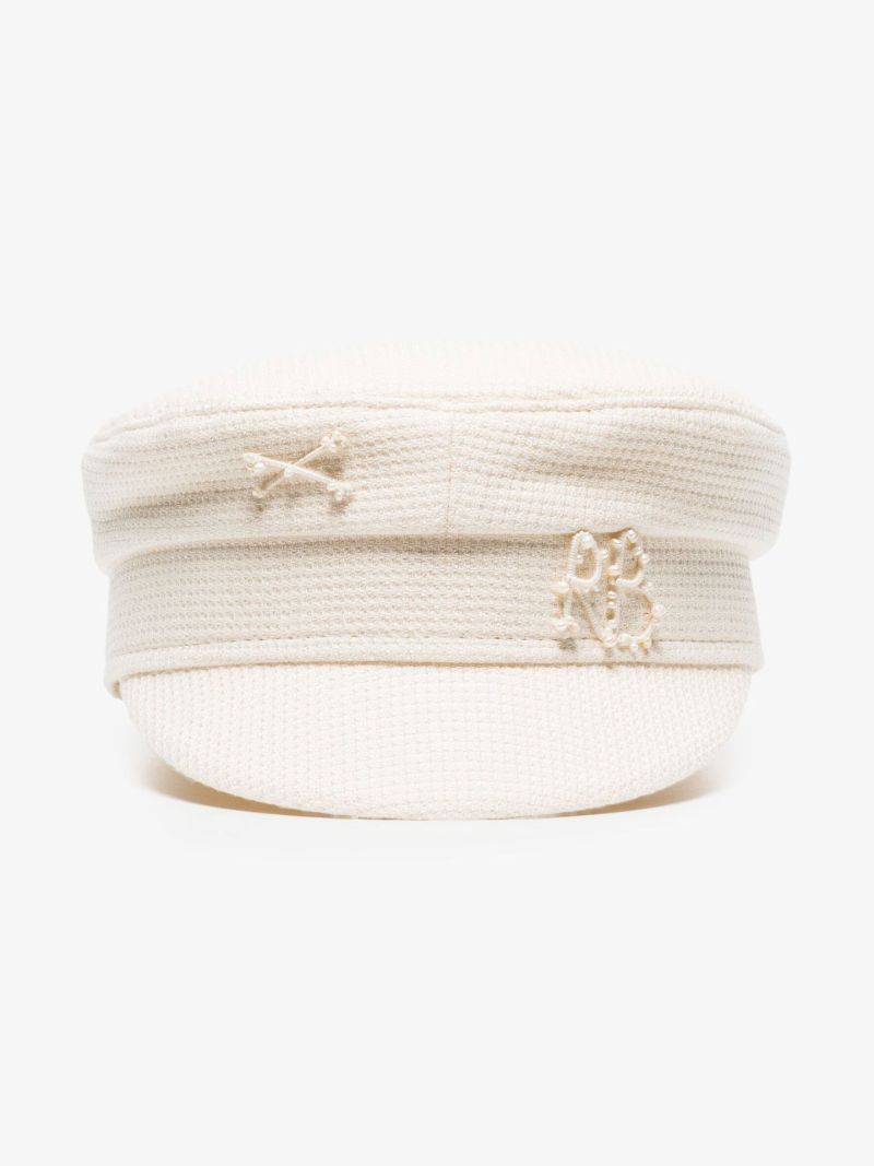 Neutral Faux Pearl Baker Boy Cap
