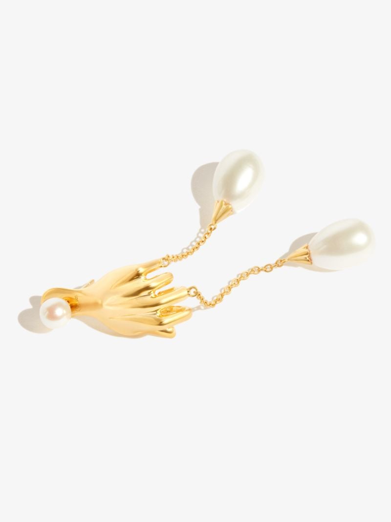Gold-plated Grab Them By the Balls Pearl Single Drop Earring