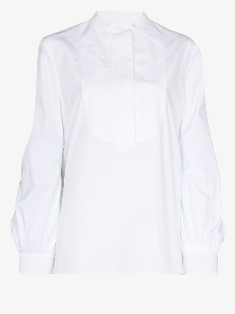 Bib Panel Cotton Poplin Shirt