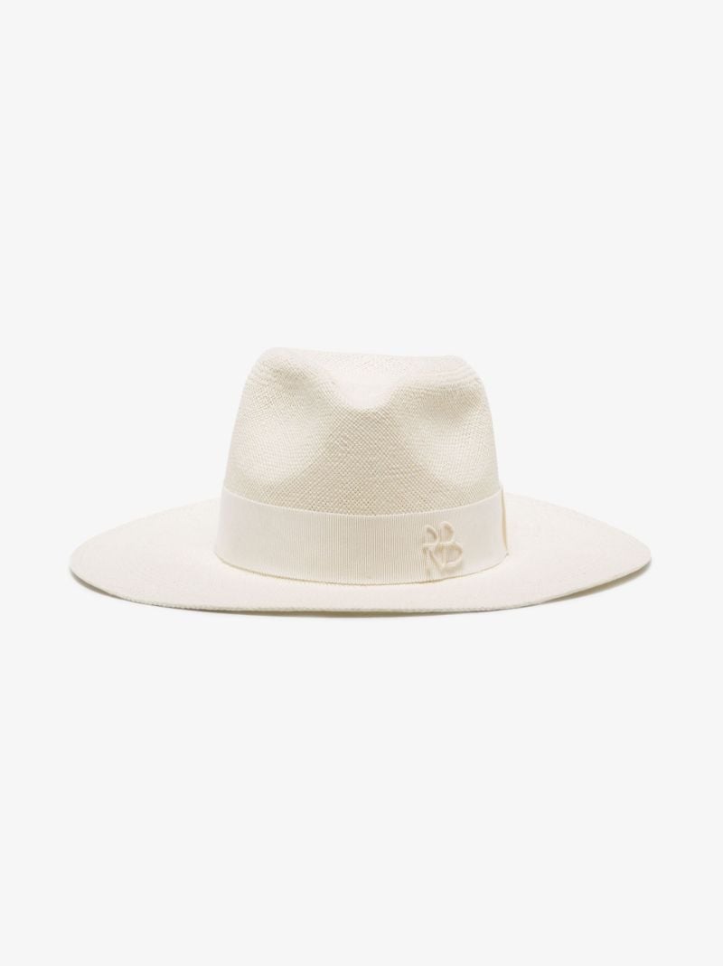 White Pearl Chain Straw Fedora Hat
