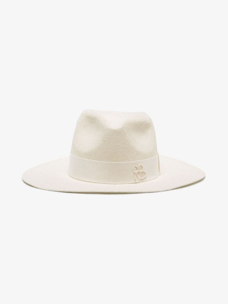 White Pearl Chain Straw Fedora Hat