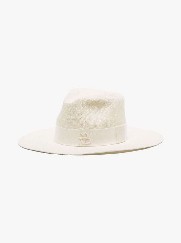 White Pearl Chain Straw Fedora Hat