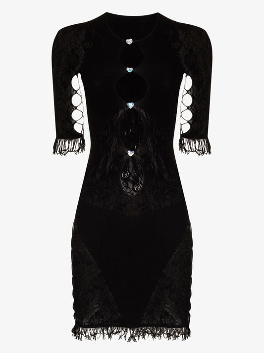 Black Miranda Cutout Lace Mini Dress