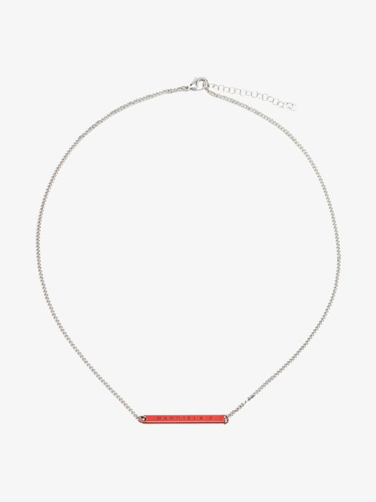 Silver Tone Logo Plaque Necklace