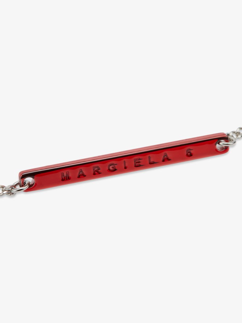 Silver Tone Logo Plaque Necklace