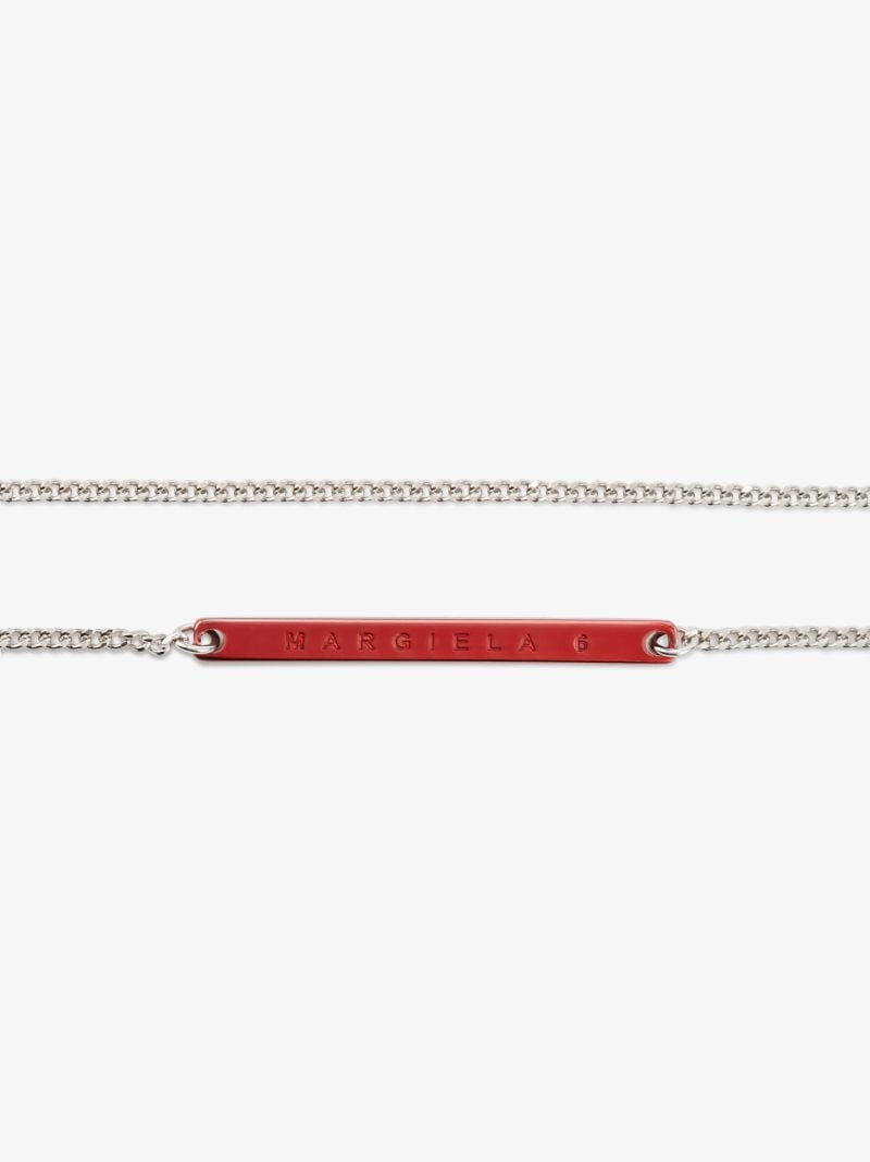Silver Tone Logo Plaque Necklace