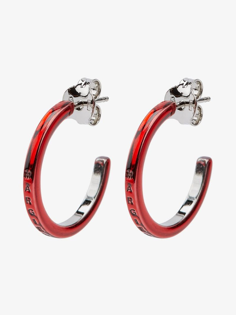 Red Logo Engraved Hoop Earrings