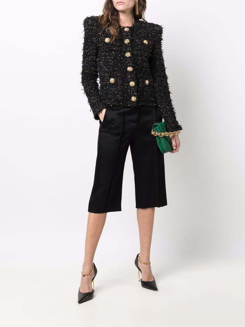 Collarless Tweed Jacket