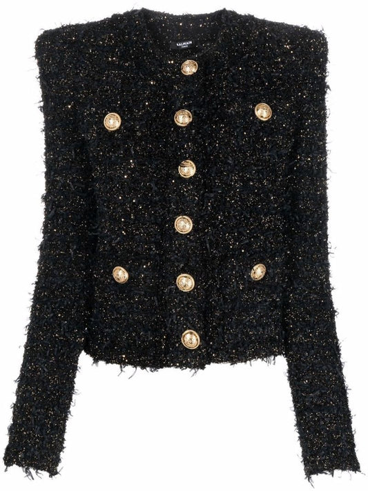 Collarless Tweed Jacket