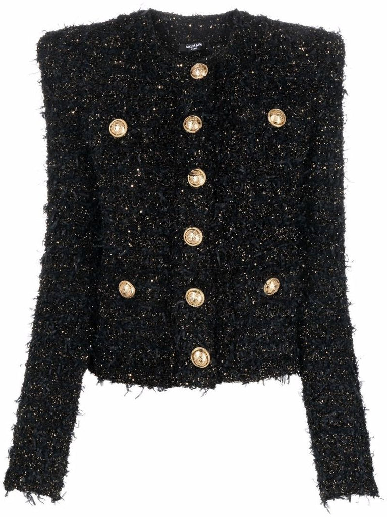 Collarless Tweed Jacket