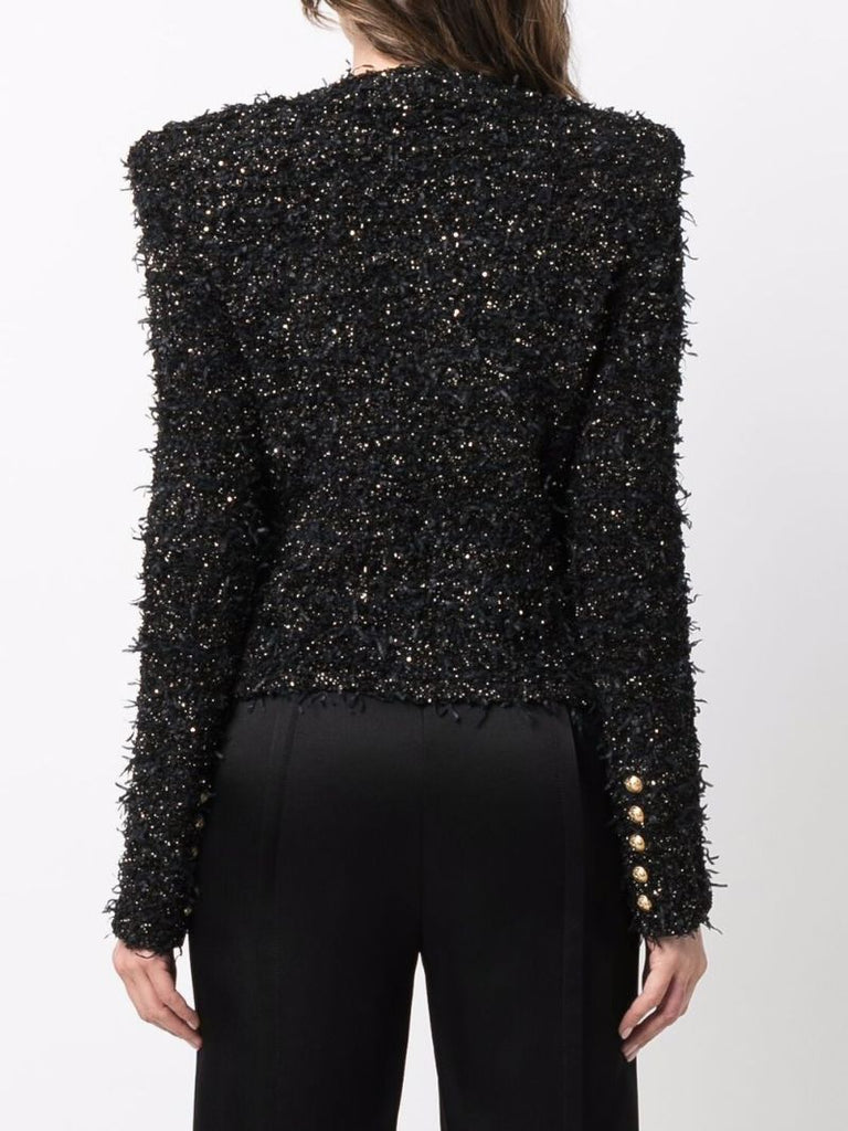 Collarless Tweed Jacket