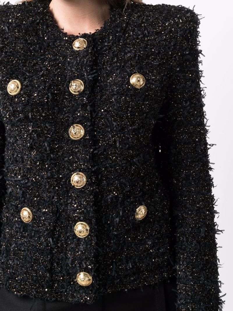 Collarless Tweed Jacket
