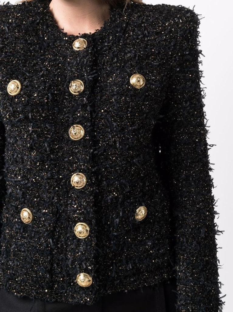 Collarless Tweed Jacket