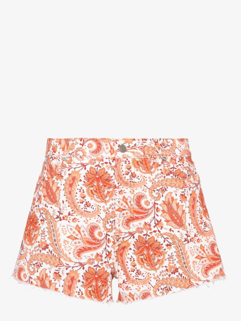 Paisley Print Denim Shorts