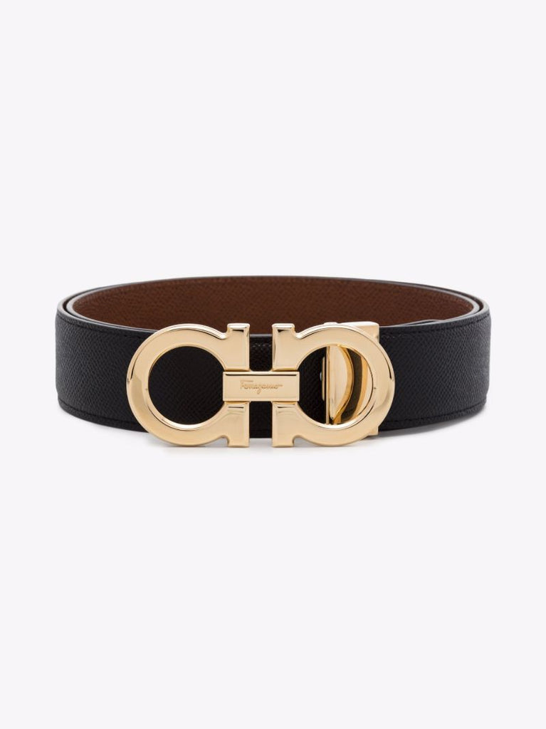 Black Gancini Reversible Leather Belt