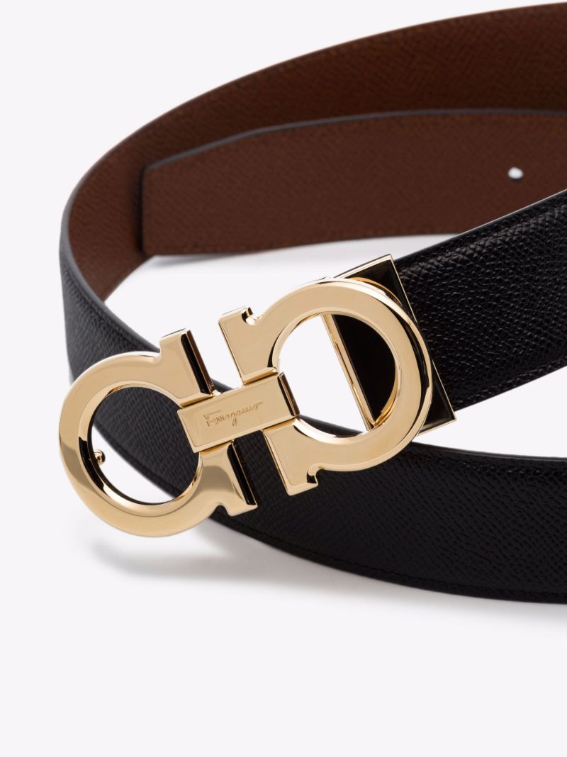Black Gancini Reversible Leather Belt