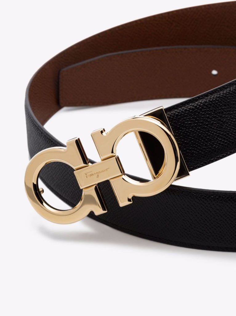 Black Gancini Reversible Leather Belt