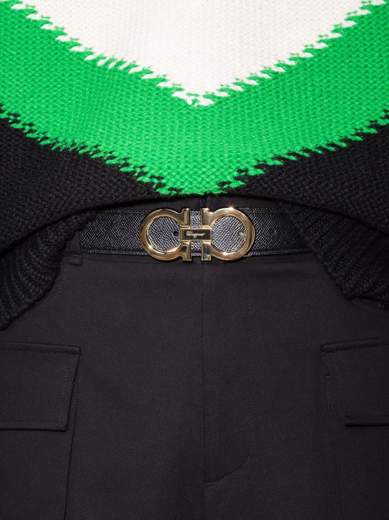Black Gancini Reversible Leather Belt