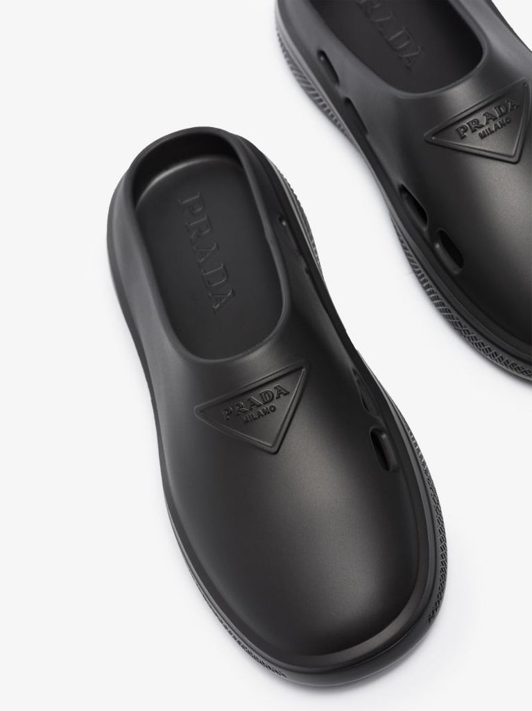 Black Logo Slip-on Mules