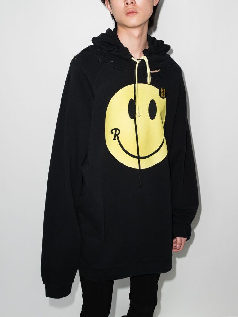 X Smiley Print Cotton Hoodie