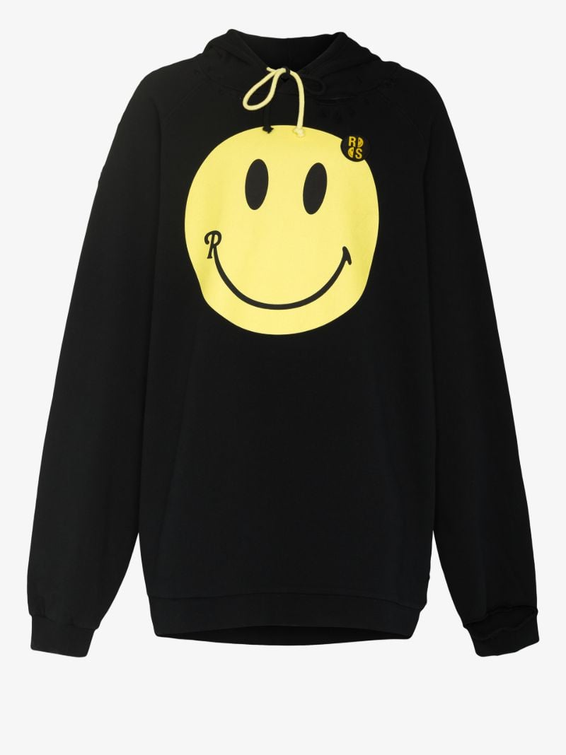 X Smiley Print Cotton Hoodie