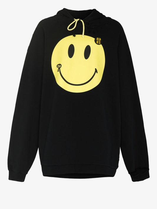 X Smiley Print Cotton Hoodie