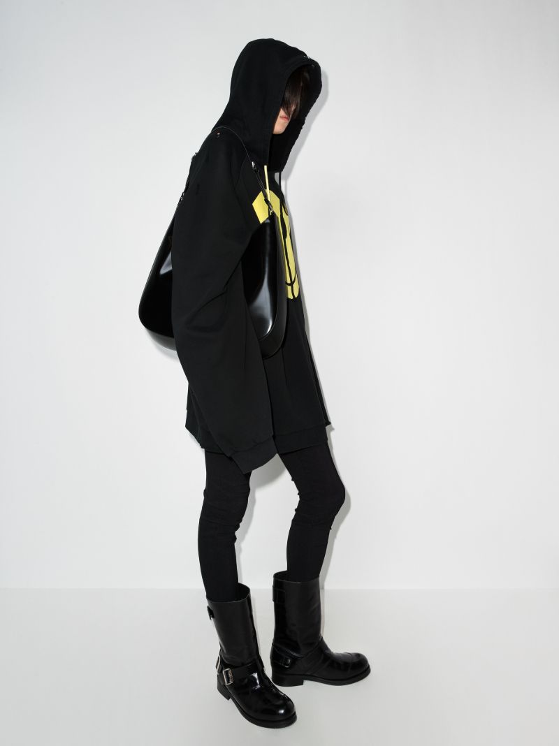 X Smiley Print Cotton Hoodie