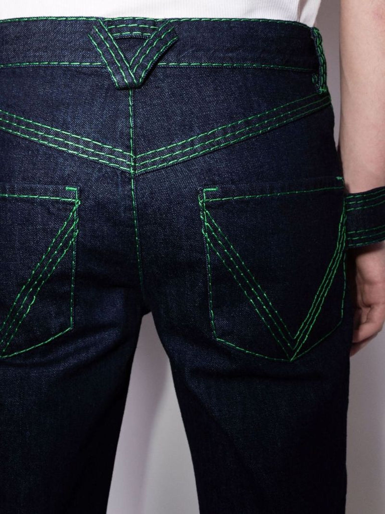 Contrast Stitch Straight Leg Jeans